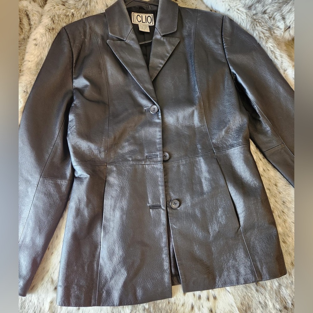 Clio black leather  jacket